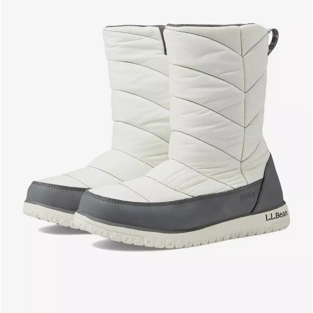 LL BEAN Womens Quilted Insulated Puffer Boots, Tall side-Zip New Size 6 SNOW